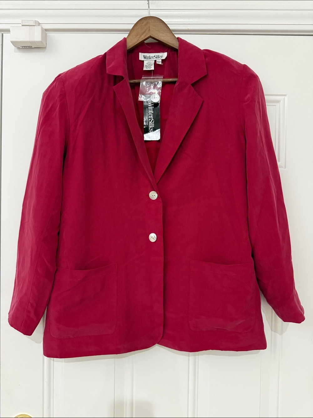 WinterSilks Pink Notched Collar Blazer 100% silk sz M